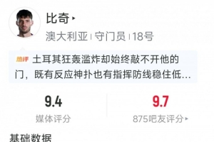 澳大利亚门将比奇本场8次扑救,创球队世界杯单场扑救纪录配图